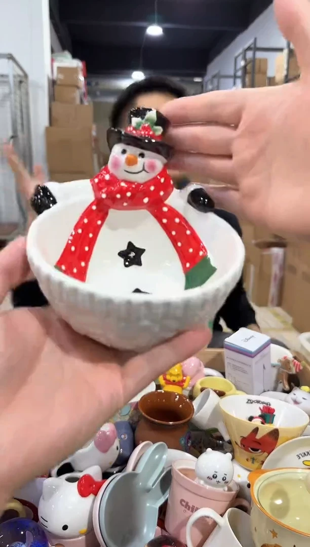 瓷片原盒雪人碗