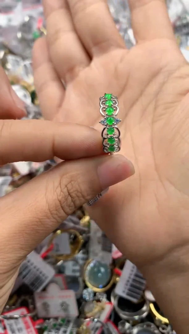 银S925镶嵌戒指翡翠2222-----5