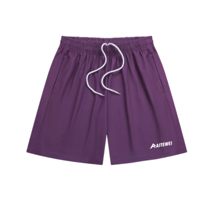 夏季运动时尚百搭休闲松紧腰抽绳纯色薄款四分羽毛球速干男女短裤