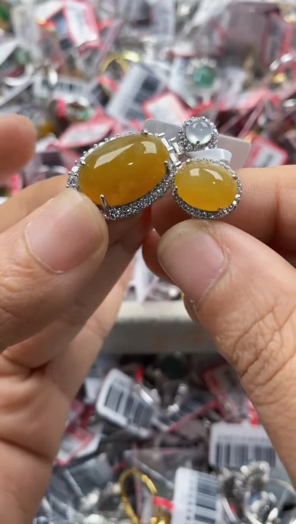 银S925镶嵌戒指翡翠222              5