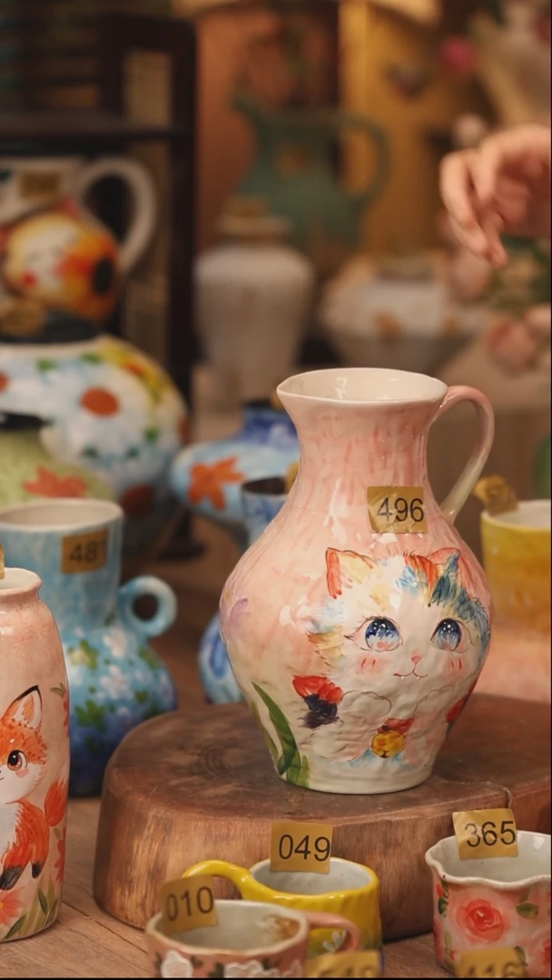 陶瓷496景德镇设计师手作花器摆件侘寂风