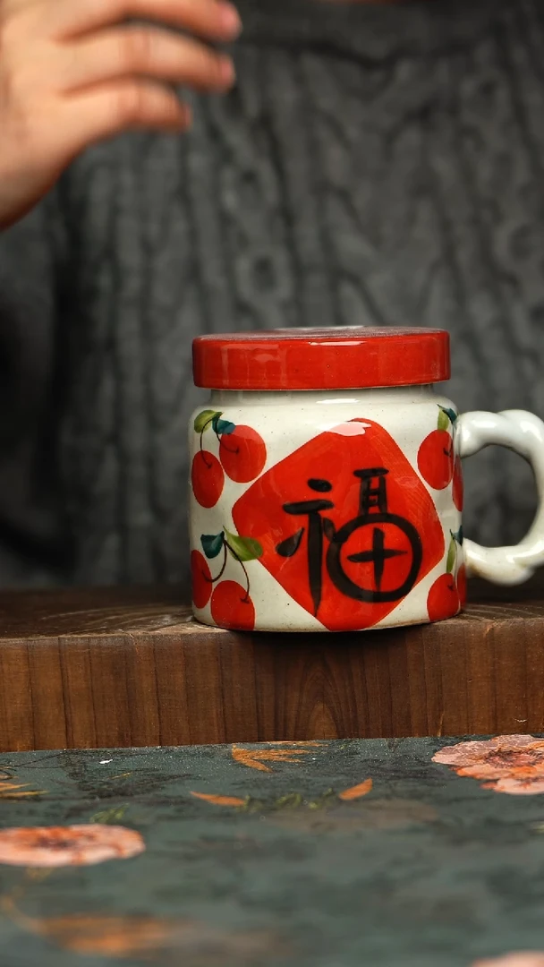 杯釉下彩手工手绘同款陶器