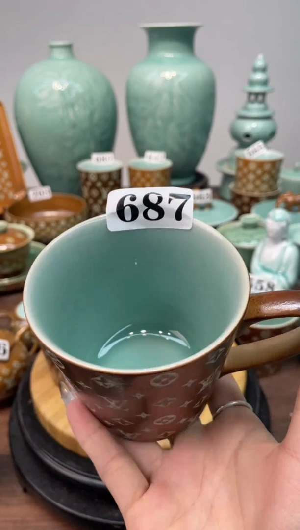 VV带把手  慧仙青瓷 龙泉青瓷大促