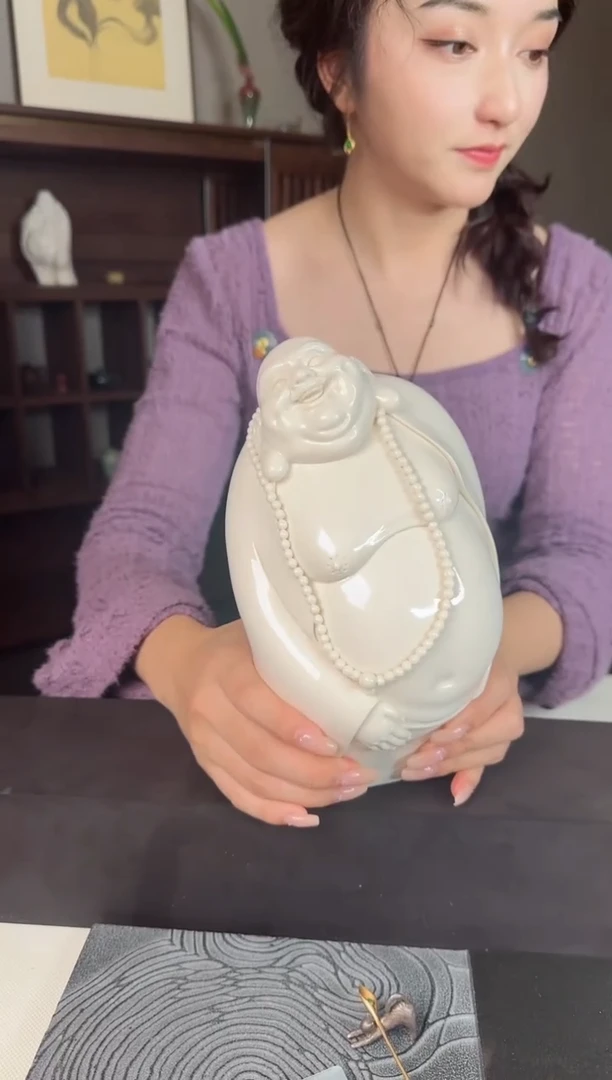 摆件连子华白瓷逍遥弥勒