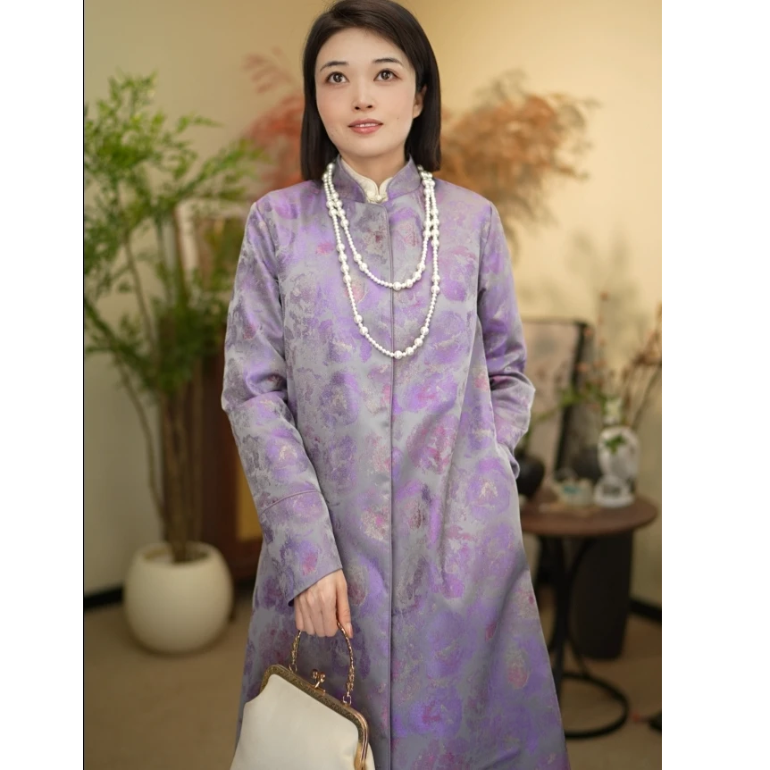 2025秋季新款新中式百搭国风显瘦遮肉修身气质风衣HS25001