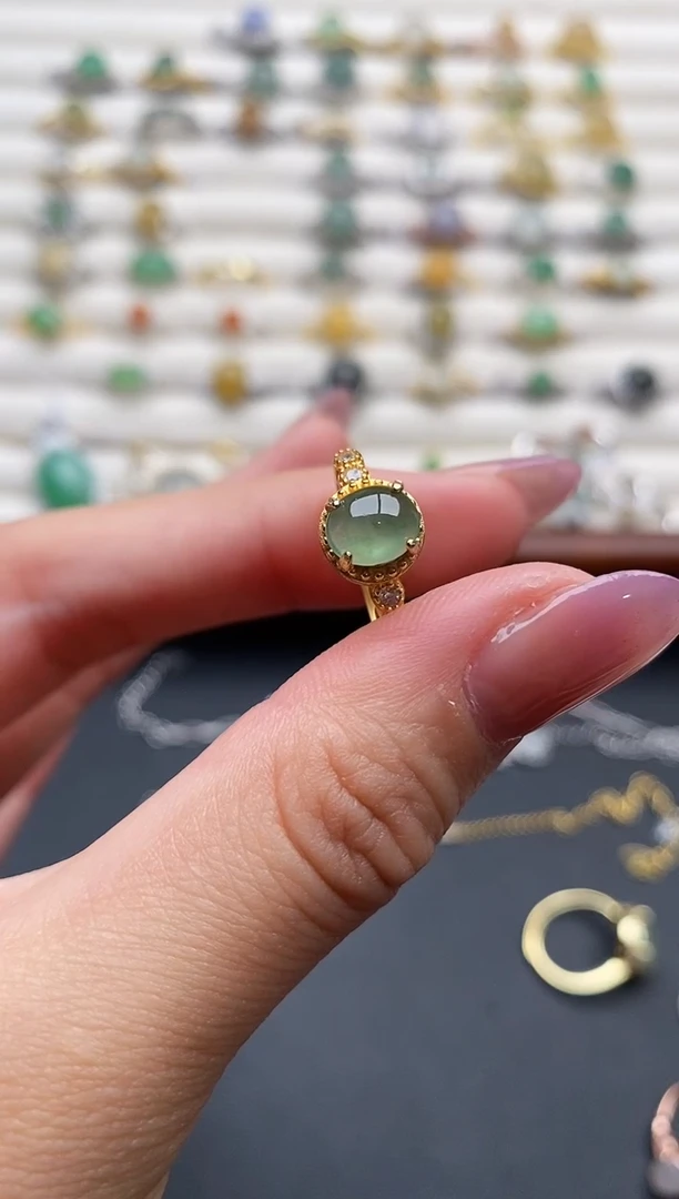 银S925镶嵌戒指翡翠777777+5