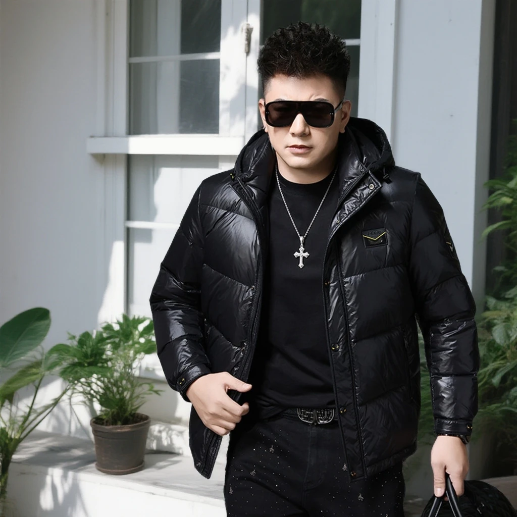 娜罗普西男装2025新款加厚外套潮爆款冬季男款保暖白鸭绒羽绒服潮