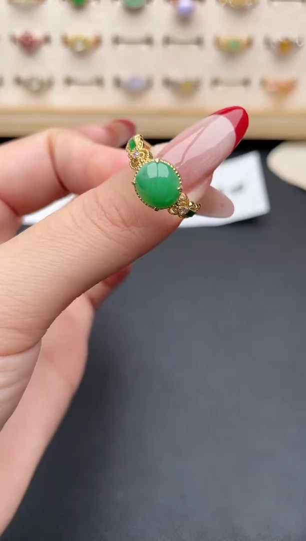 【闪购商品】翡翠戒指银S925镶嵌一物一证一礼盒