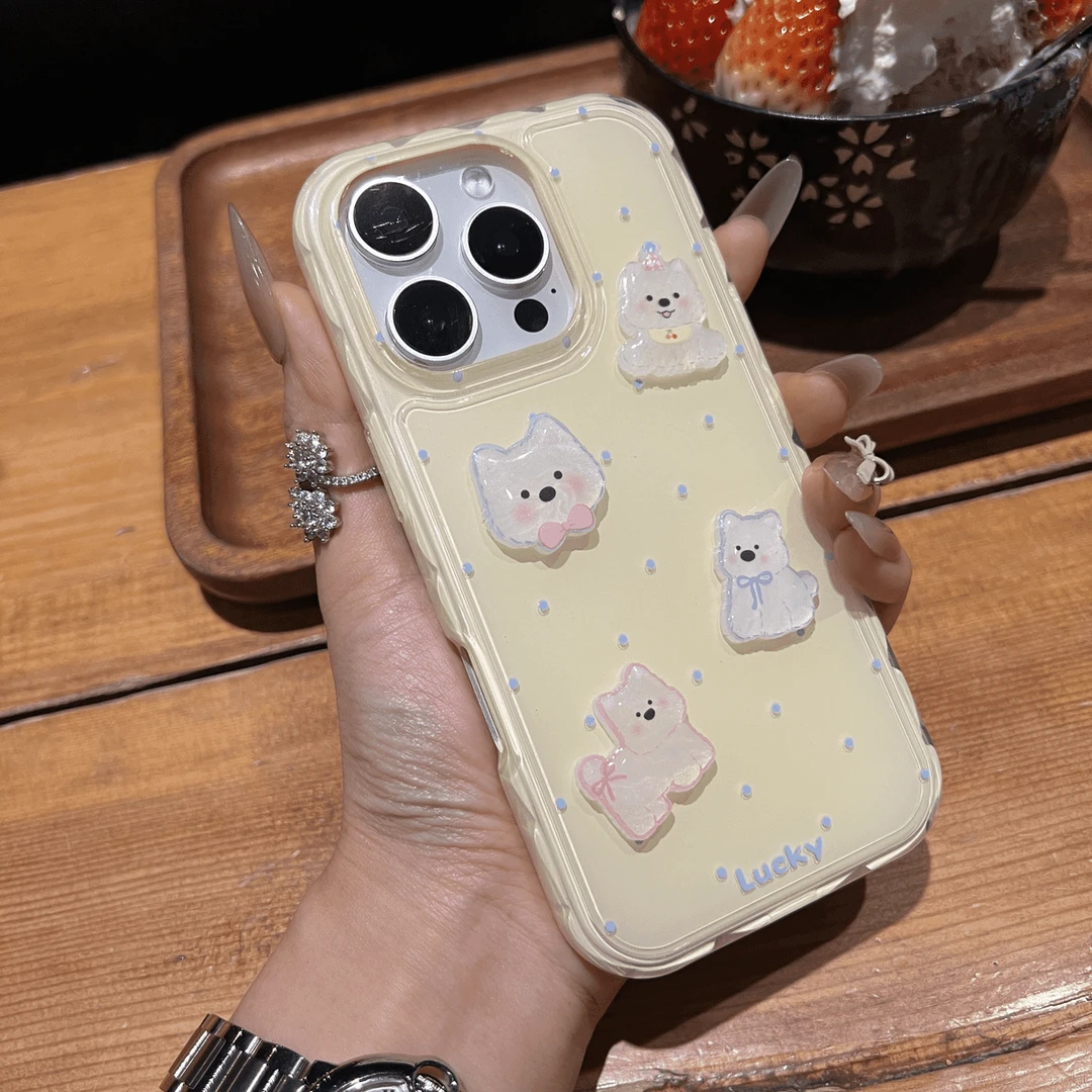 新款果冻波点西高地适用苹果16promax手机壳iPhone15苹果14/13/12