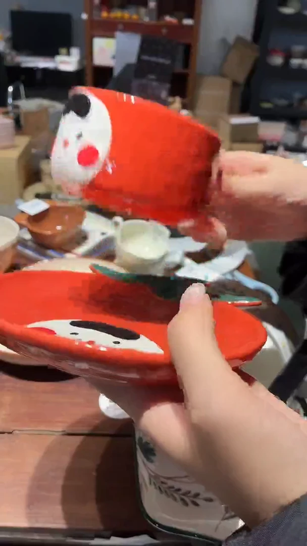 瓷165 番茄 杯碟 瑕疵
