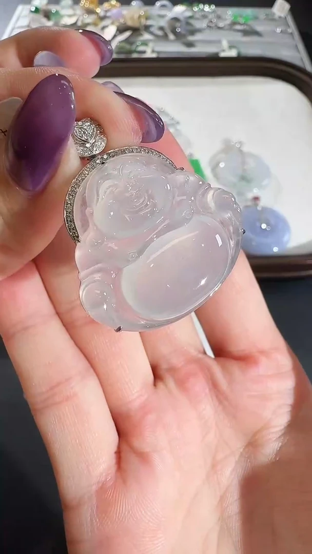 吊坠(不含链)18K金镶嵌翡翠U***雯【源头工厂】钻石镶嵌