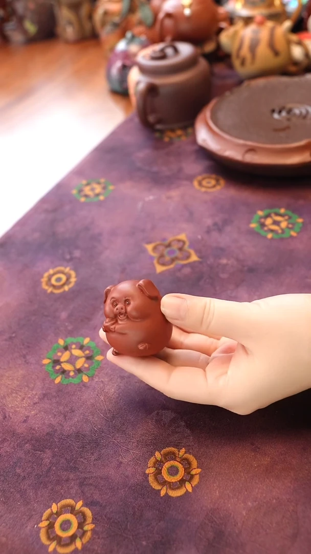 茶壶紫砂红泥元宝猪