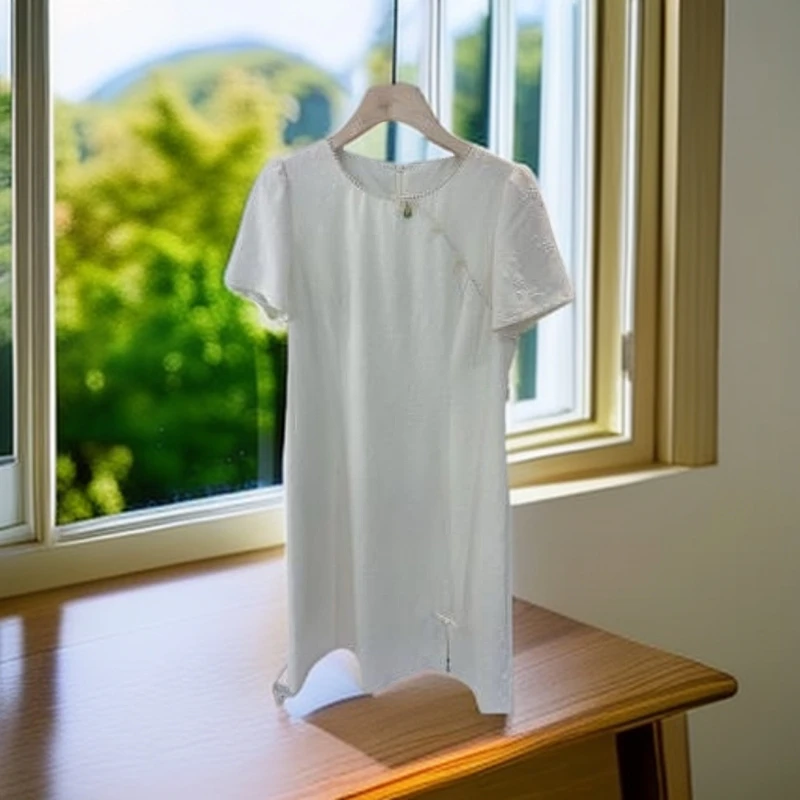 Y393#杏【木兮兮专属】2025年夏季新气质显瘦百搭时尚中长款连衣裙