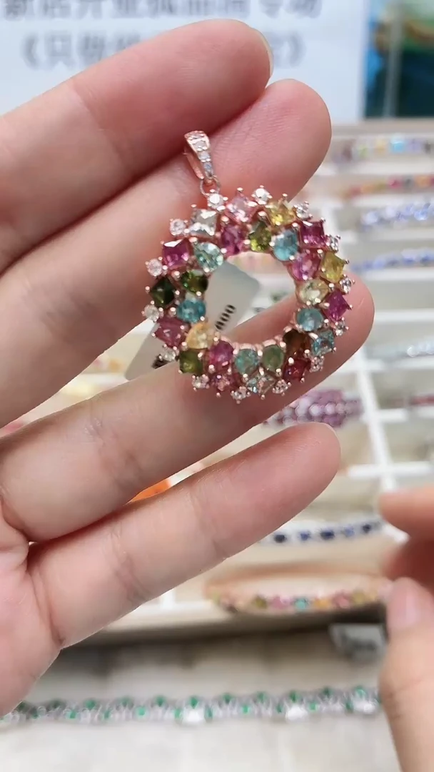 银S925镶嵌吊坠碧玺389ZB1123产品一个（多样性）