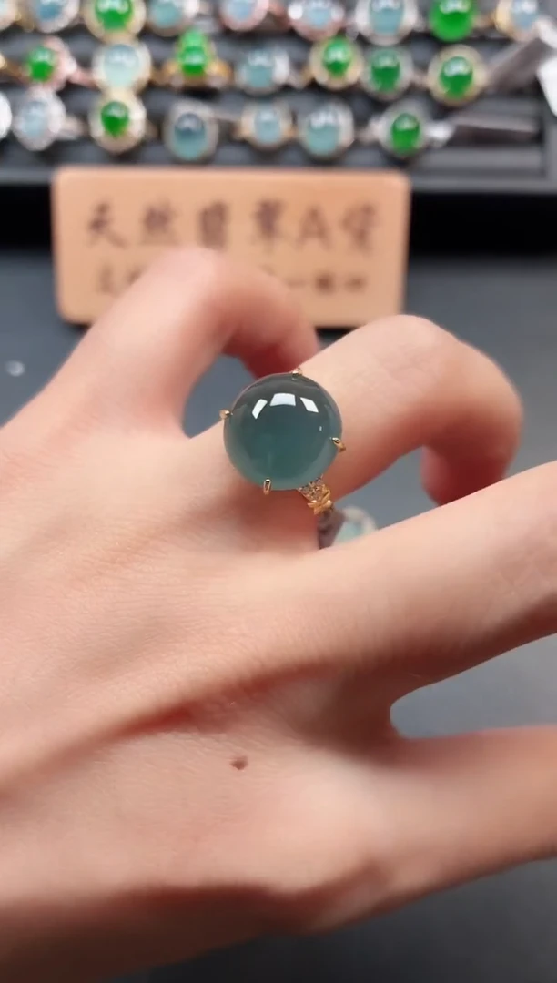 银S925镶嵌戒指翡翠1