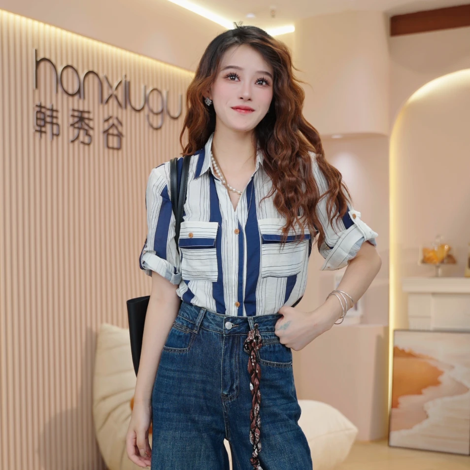 设计感通勤百搭衬衫女2025夏季新款韩版时尚休闲宽松显瘦上衣8558