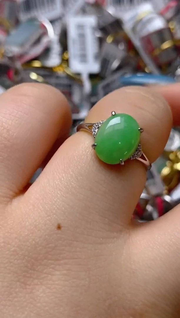 银S925镶嵌戒指翡翠百内无证书