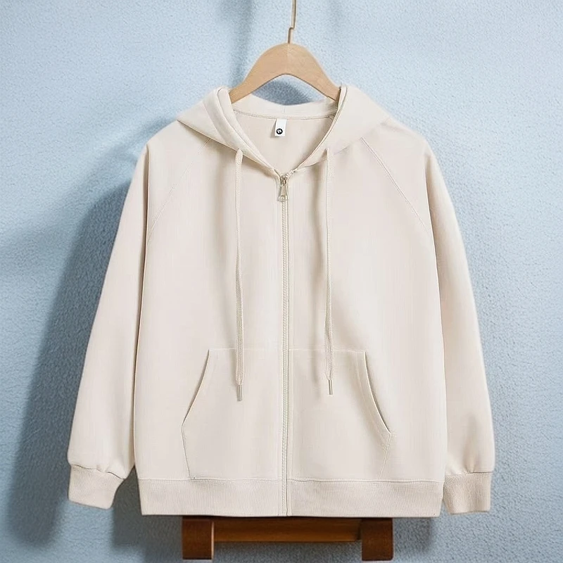 沐犀家春秋女装连帽卫衣运动休闲百搭春季上衣纯色插肩袖长袖外套