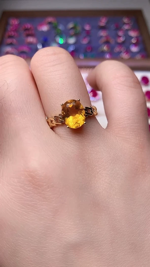 【闪购商品】黄晶戒指银S925镶嵌0000