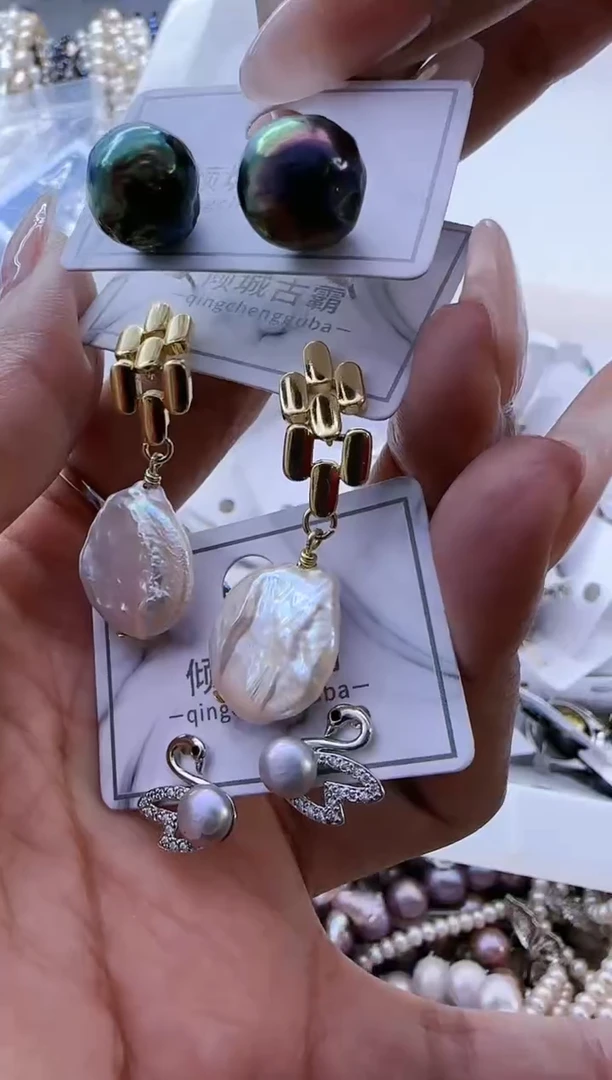 【闪购商品】淡水珍珠耳饰银S925镶嵌170三个