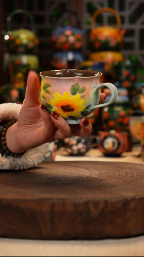 紫砂油画手绘釉下彩