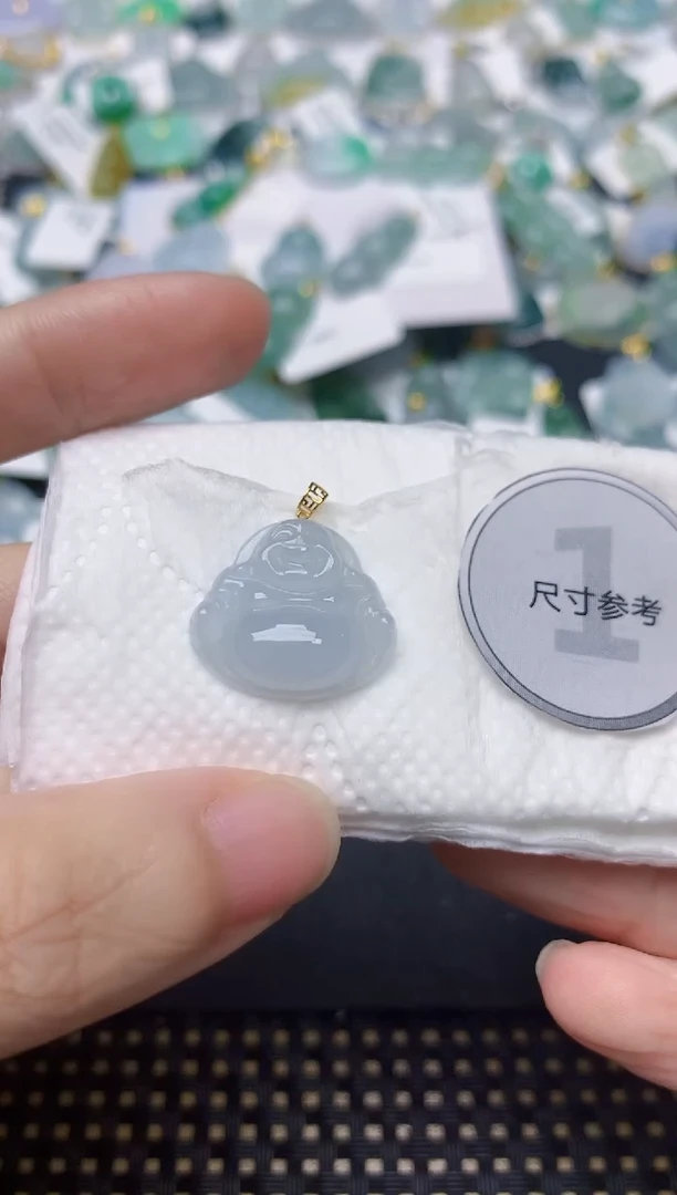颈饰18K金镶嵌翡翠天然缅甸A货翡翠