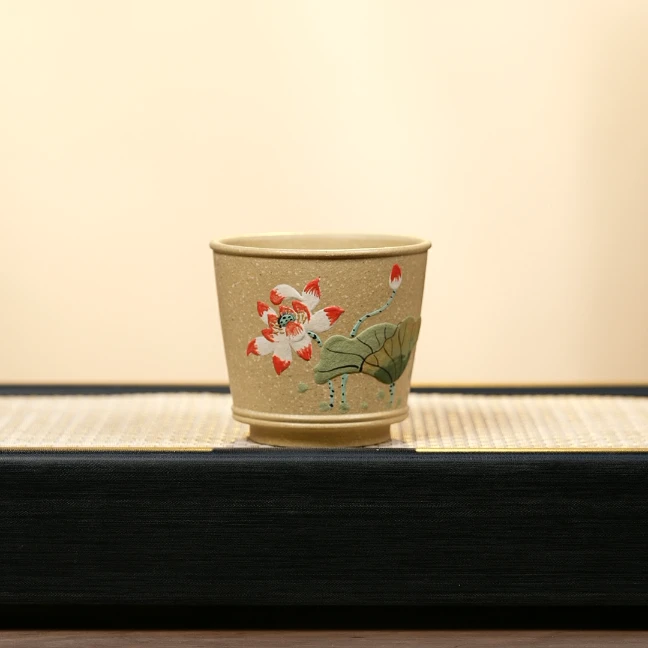 赵掌柜紫砂本绿浮力杯           泥绘