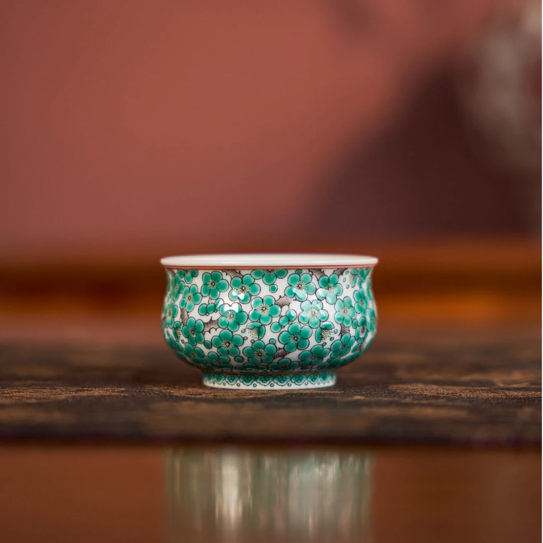 古阅和风 · 绿梅杯景德镇纯手工手绘