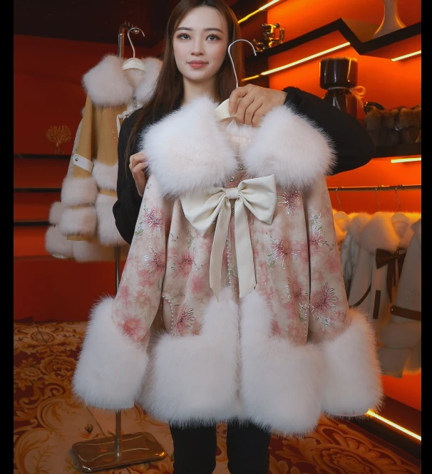 D-M【3885】秋冬轻奢气质新中式女装大毛领冬季时尚反季【日常新中式