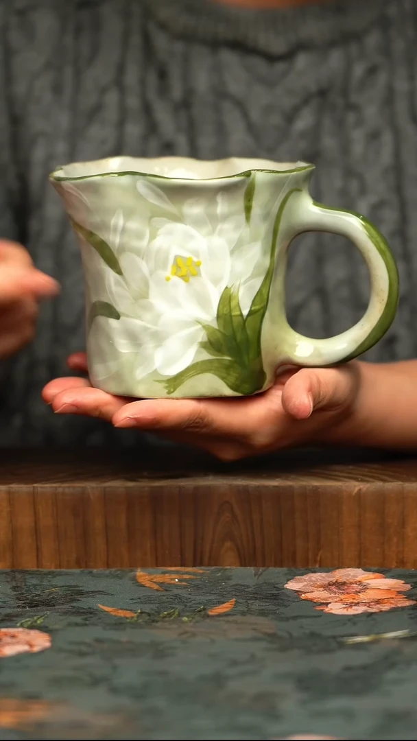 杯釉下彩手工手绘同款陶器