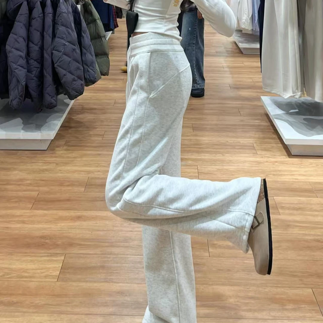 阔腿裤宽松版型加绒加厚直筒-鹿