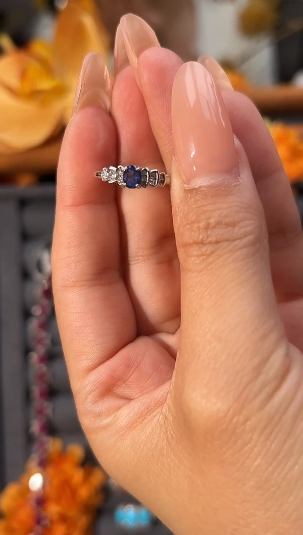 戒指蓝宝石银S925镶嵌戒指