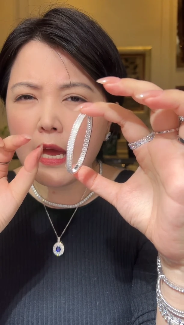合成碳硅石925银17码数手镯