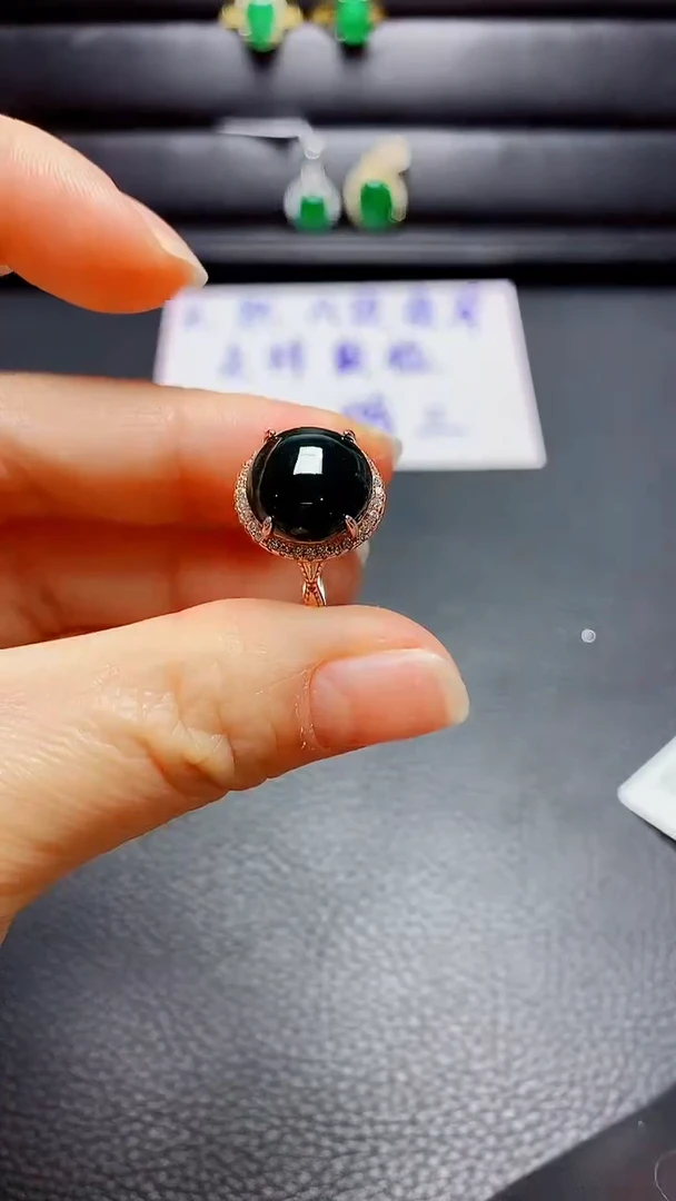 银S925镶嵌戒指翡翠天然翡翠A货s925银镶