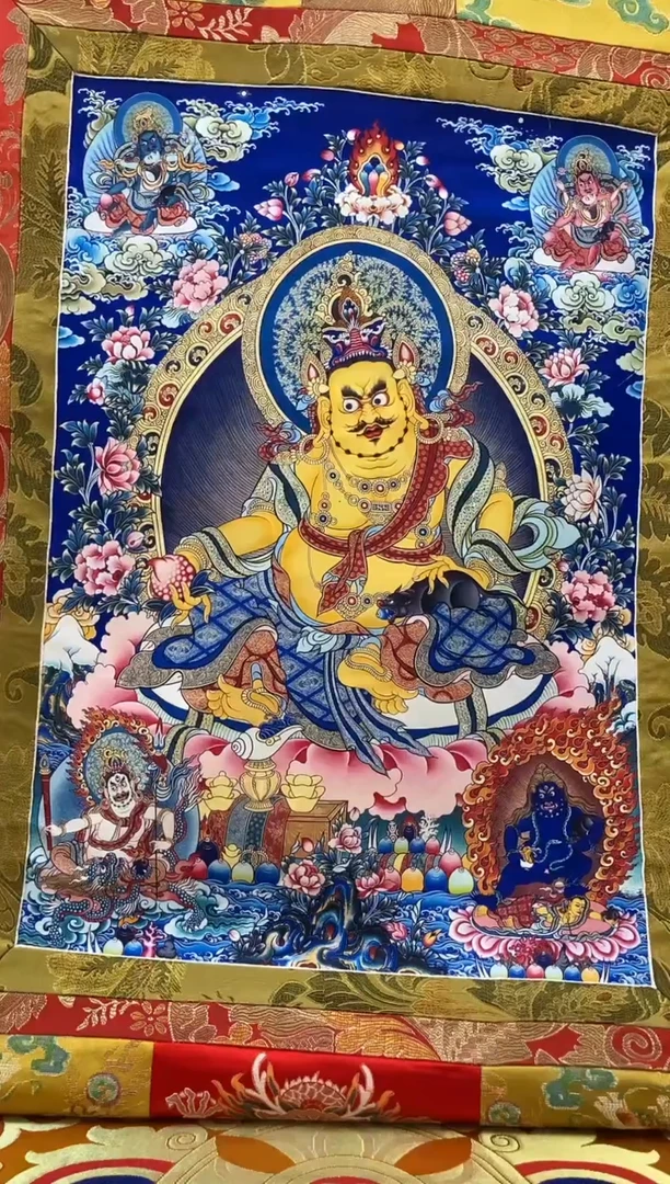 【闪购商品】卷轴画矿物质喷绘  五姓财1.3m金色龙布