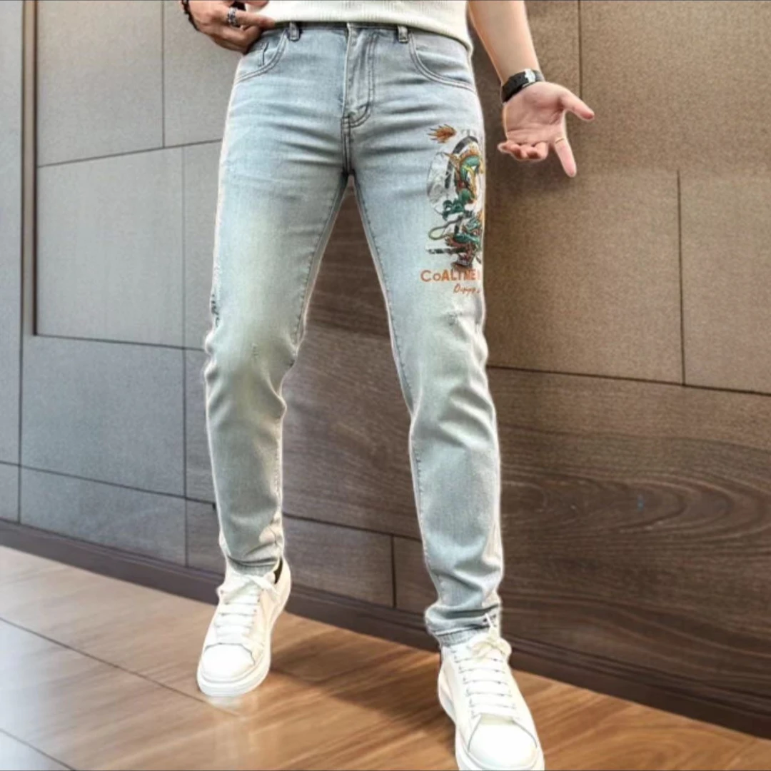 牛仔裤夏季个性长裤春夏新款潮流百搭弹力牛仔裤5031