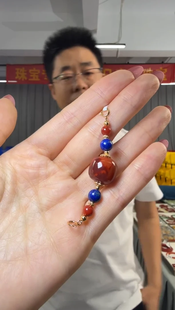 吊坠(不含链)银S925镶嵌南红玛瑙南红圆珠搭S925银配件单珠