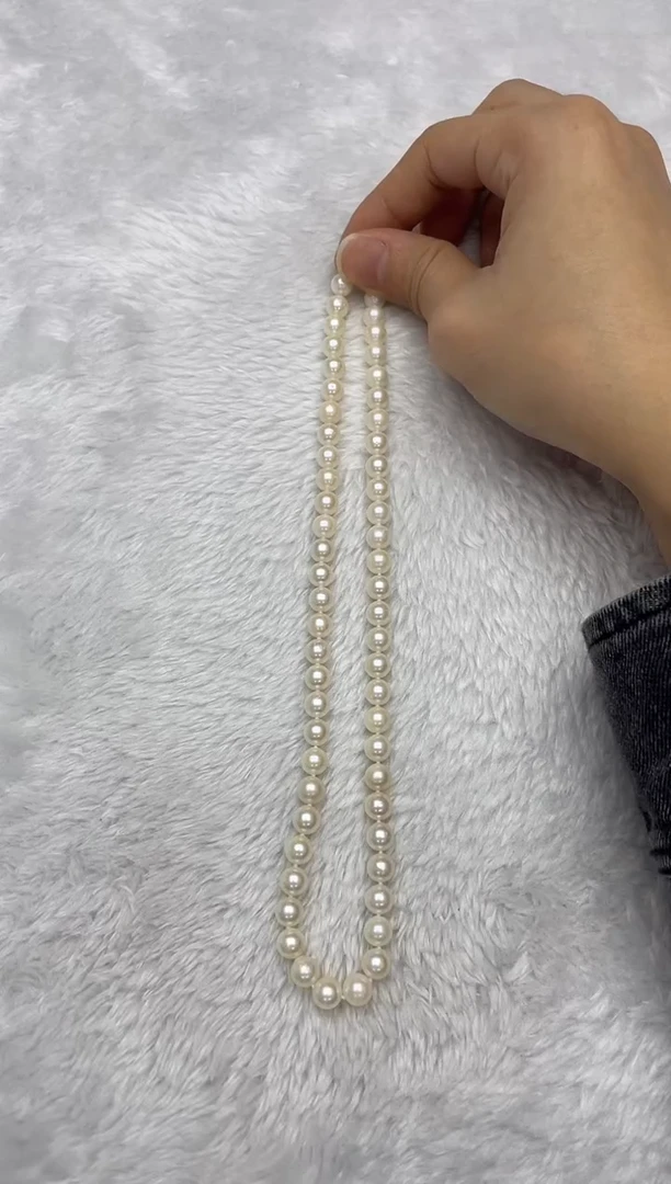 项链银S925镶嵌海水珍珠AK羽皇金7-7.5mm