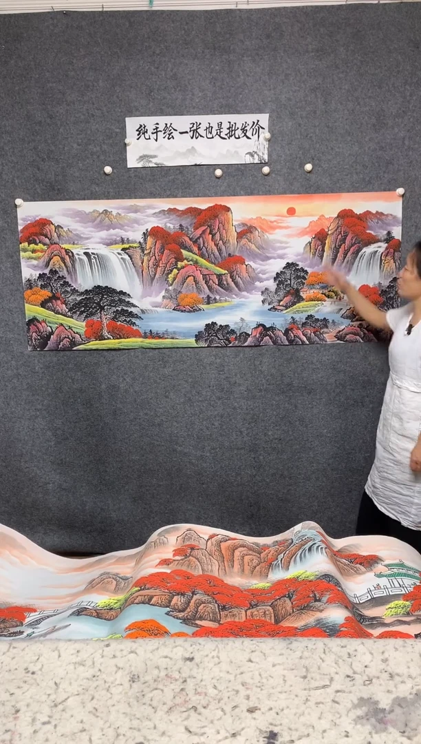 国画鸿运当头淡雅画作尺寸180*70