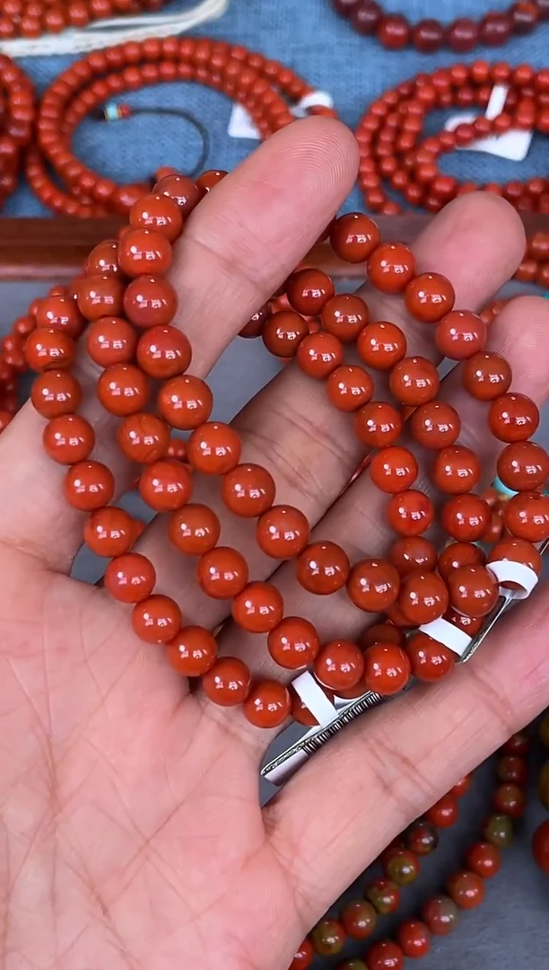 未镶嵌手串南红玛瑙N18凉山瓦西料正色柿子锦单圈多样性发其一