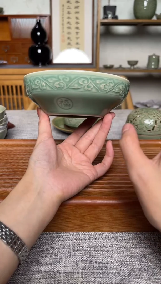 瓷器6英寸福字蒸碗1个  微瑕