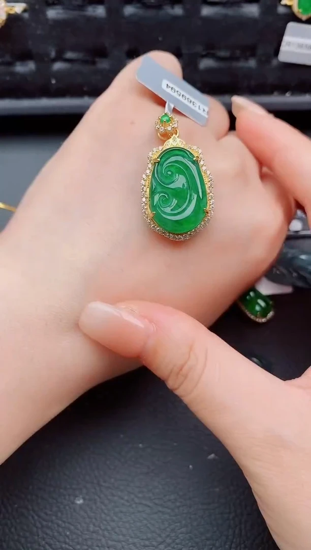 翡翠银S925镶嵌颈饰天然a货翡翠231