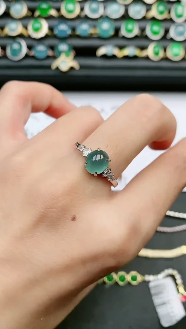 翡翠戒指银S925镶嵌1111111
