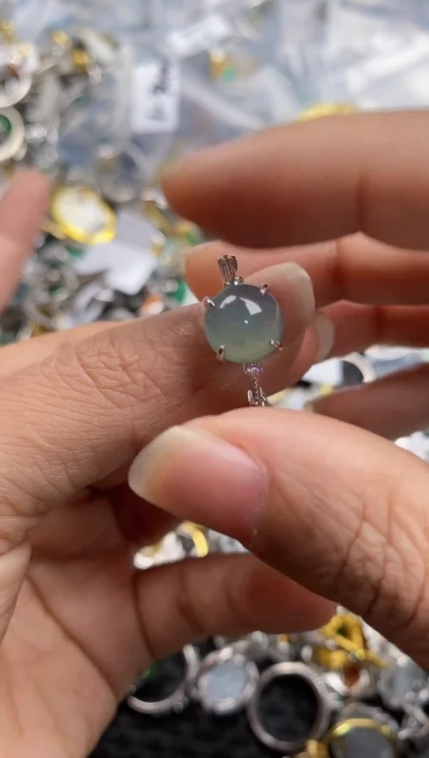 银S925镶嵌戒指翡翠10-3