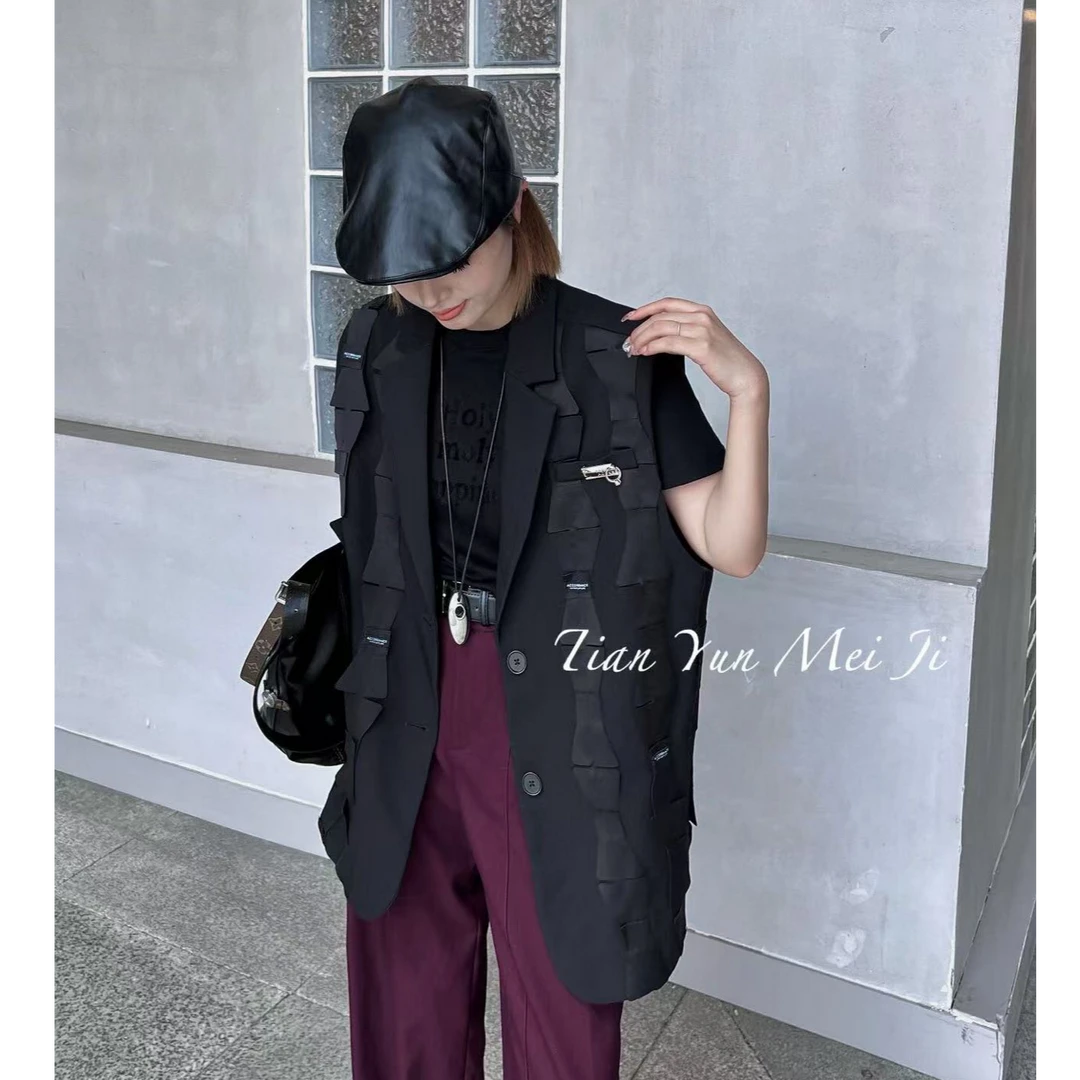 【no退no换 谨慎下单】设计感中长款无袖马甲 64023