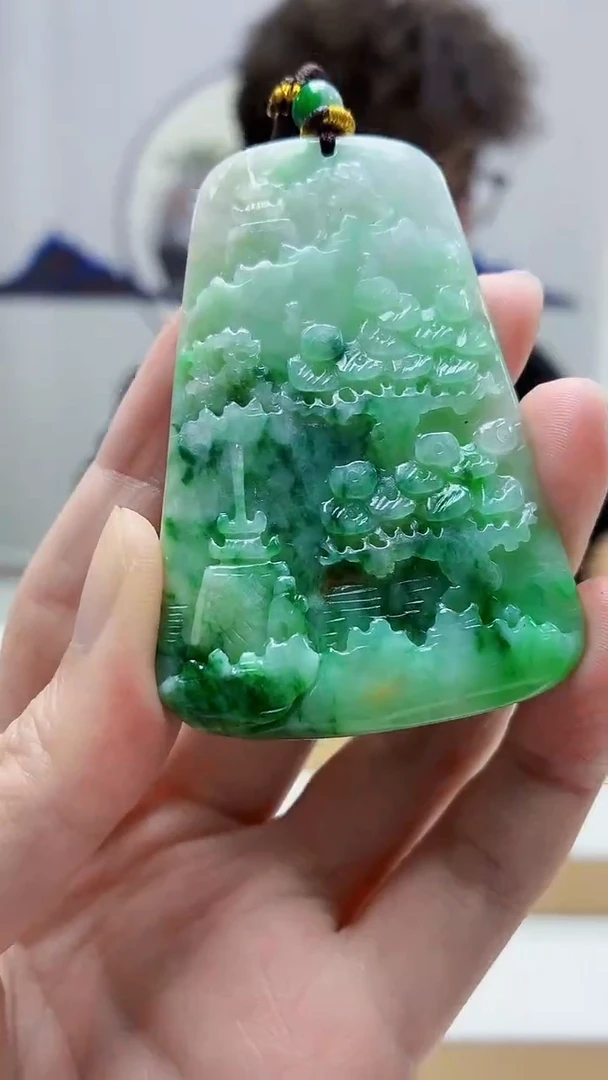 未镶嵌定制翡翠4688zm-毛货挂件山水24