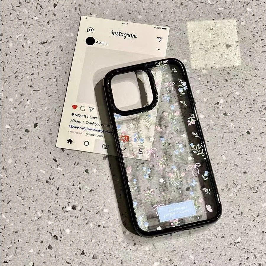 小众新款小碎花适用iPhone13苹果手机壳15潮款14promax大孔亚克力