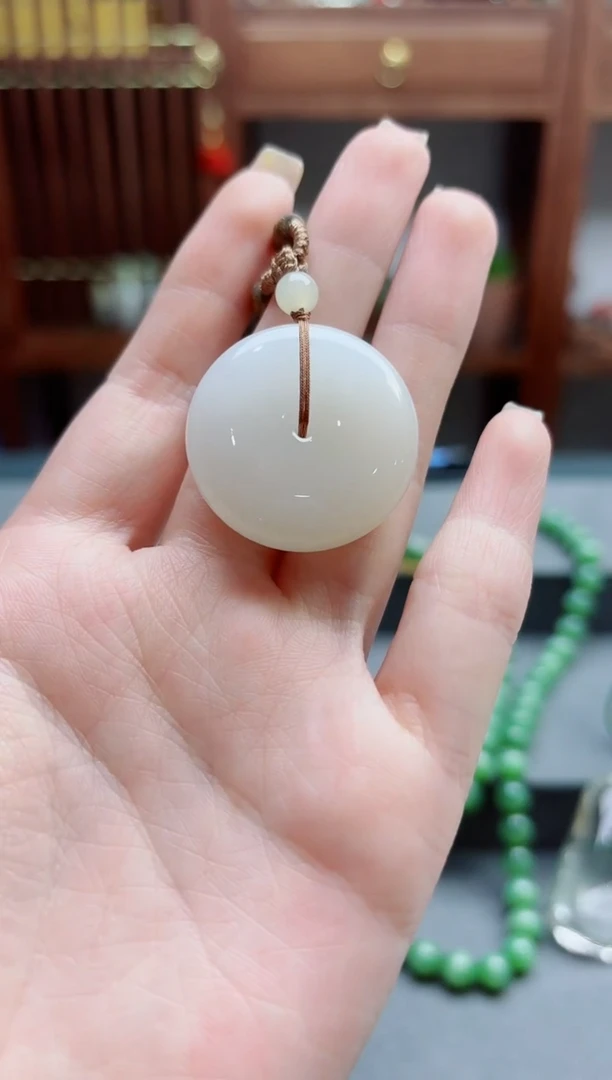 和田玉未镶嵌颈饰白玉平安扣吊坠HX