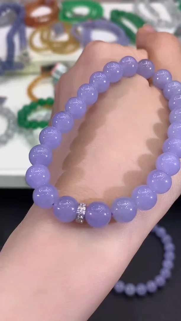 未镶嵌手串翡翠C223  紫货有色差