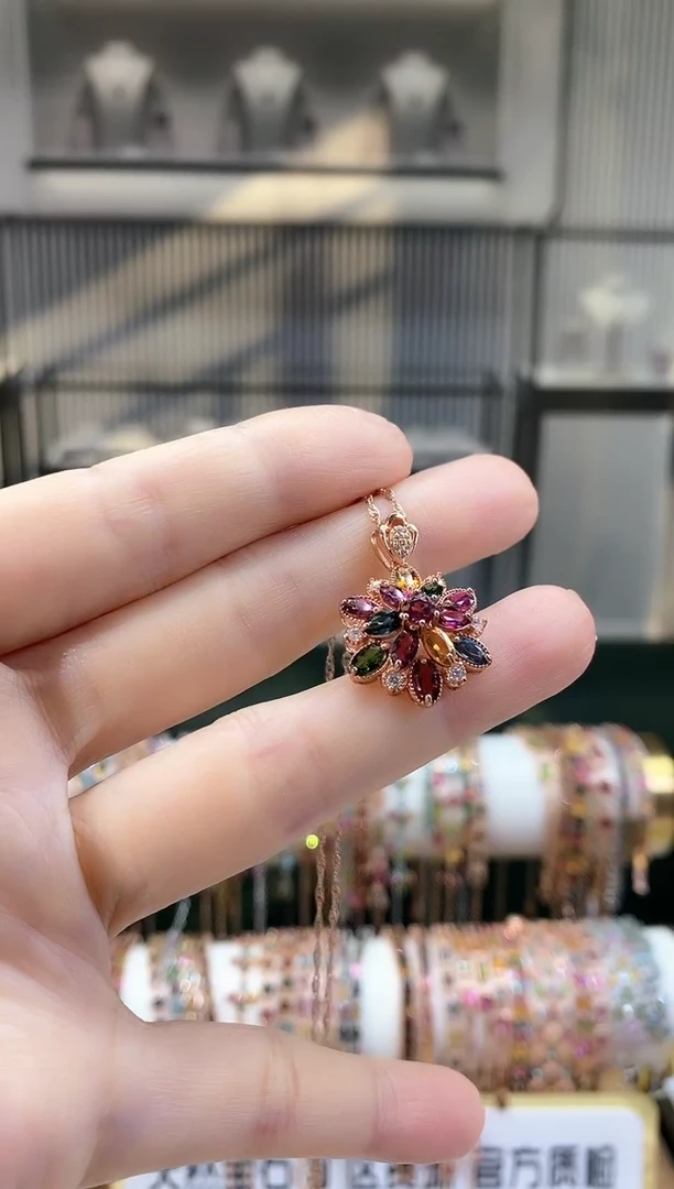 银S925镶嵌吊坠碧玺66666666666